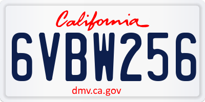 CA license plate 6VBW256