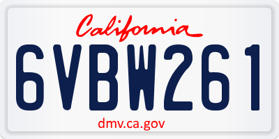 CA license plate 6VBW261