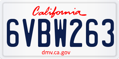 CA license plate 6VBW263