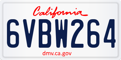 CA license plate 6VBW264