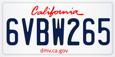 CA license plate 6VBW265