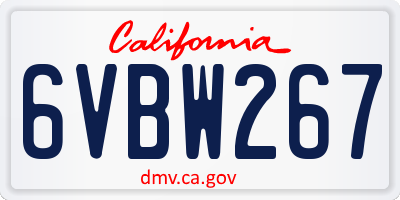 CA license plate 6VBW267
