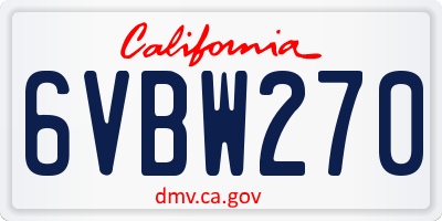 CA license plate 6VBW270