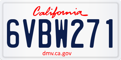 CA license plate 6VBW271
