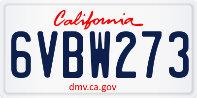 CA license plate 6VBW273