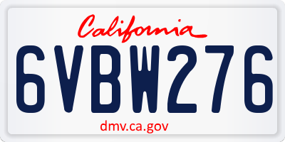 CA license plate 6VBW276