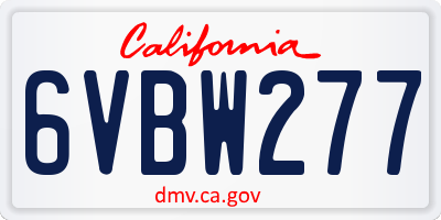 CA license plate 6VBW277