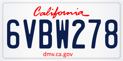 CA license plate 6VBW278