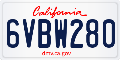 CA license plate 6VBW280