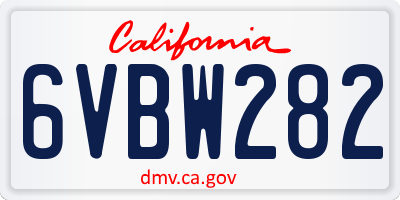 CA license plate 6VBW282