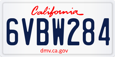 CA license plate 6VBW284