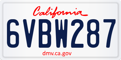 CA license plate 6VBW287