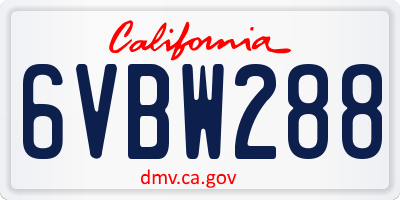 CA license plate 6VBW288