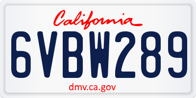 CA license plate 6VBW289