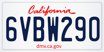 CA license plate 6VBW290