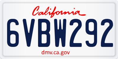 CA license plate 6VBW292