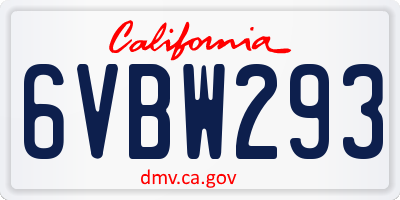 CA license plate 6VBW293