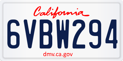 CA license plate 6VBW294
