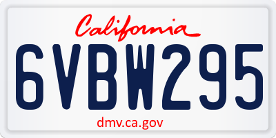 CA license plate 6VBW295