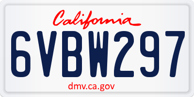CA license plate 6VBW297