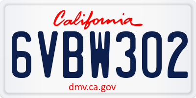 CA license plate 6VBW302
