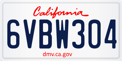 CA license plate 6VBW304