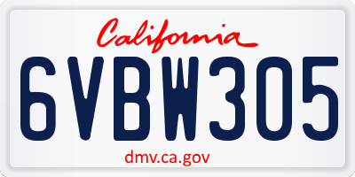 CA license plate 6VBW305