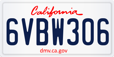 CA license plate 6VBW306