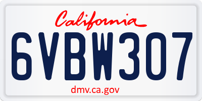 CA license plate 6VBW307