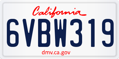 CA license plate 6VBW319