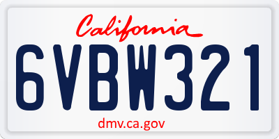 CA license plate 6VBW321