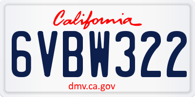 CA license plate 6VBW322