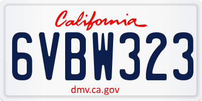 CA license plate 6VBW323