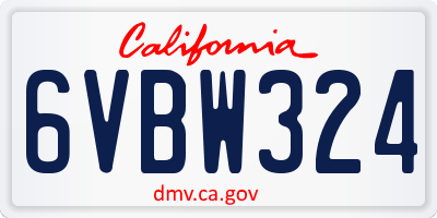 CA license plate 6VBW324