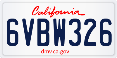 CA license plate 6VBW326