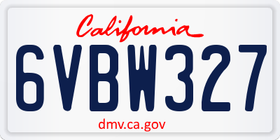 CA license plate 6VBW327