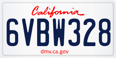CA license plate 6VBW328
