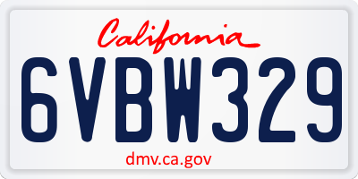CA license plate 6VBW329