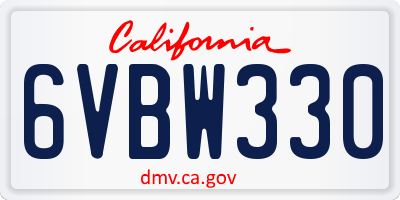 CA license plate 6VBW330
