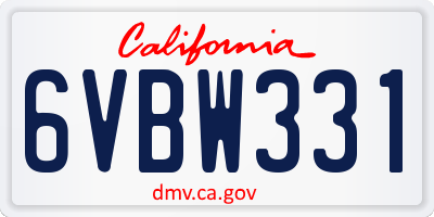 CA license plate 6VBW331