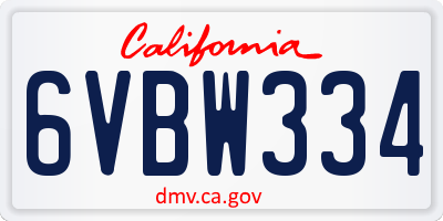 CA license plate 6VBW334