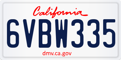 CA license plate 6VBW335