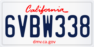 CA license plate 6VBW338