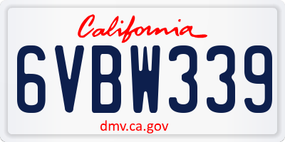 CA license plate 6VBW339