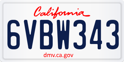 CA license plate 6VBW343