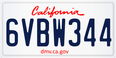 CA license plate 6VBW344