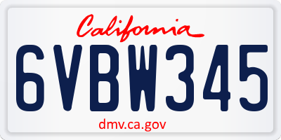 CA license plate 6VBW345