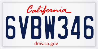CA license plate 6VBW346
