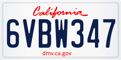 CA license plate 6VBW347