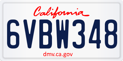 CA license plate 6VBW348
